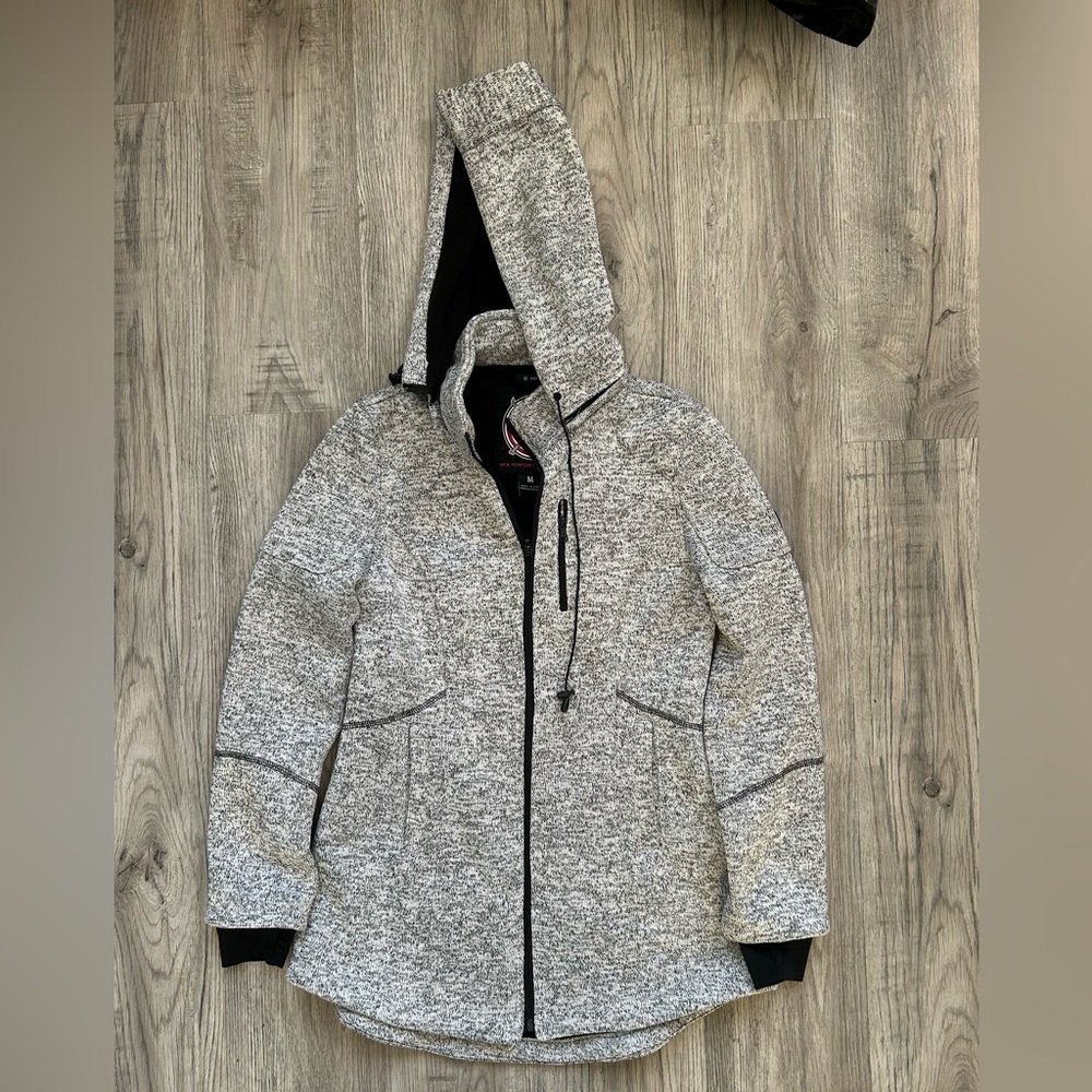 HFX‎ Halifax Traders Gray Heather Fleeced Lined Full Zipper Hooded Jacket Sz M